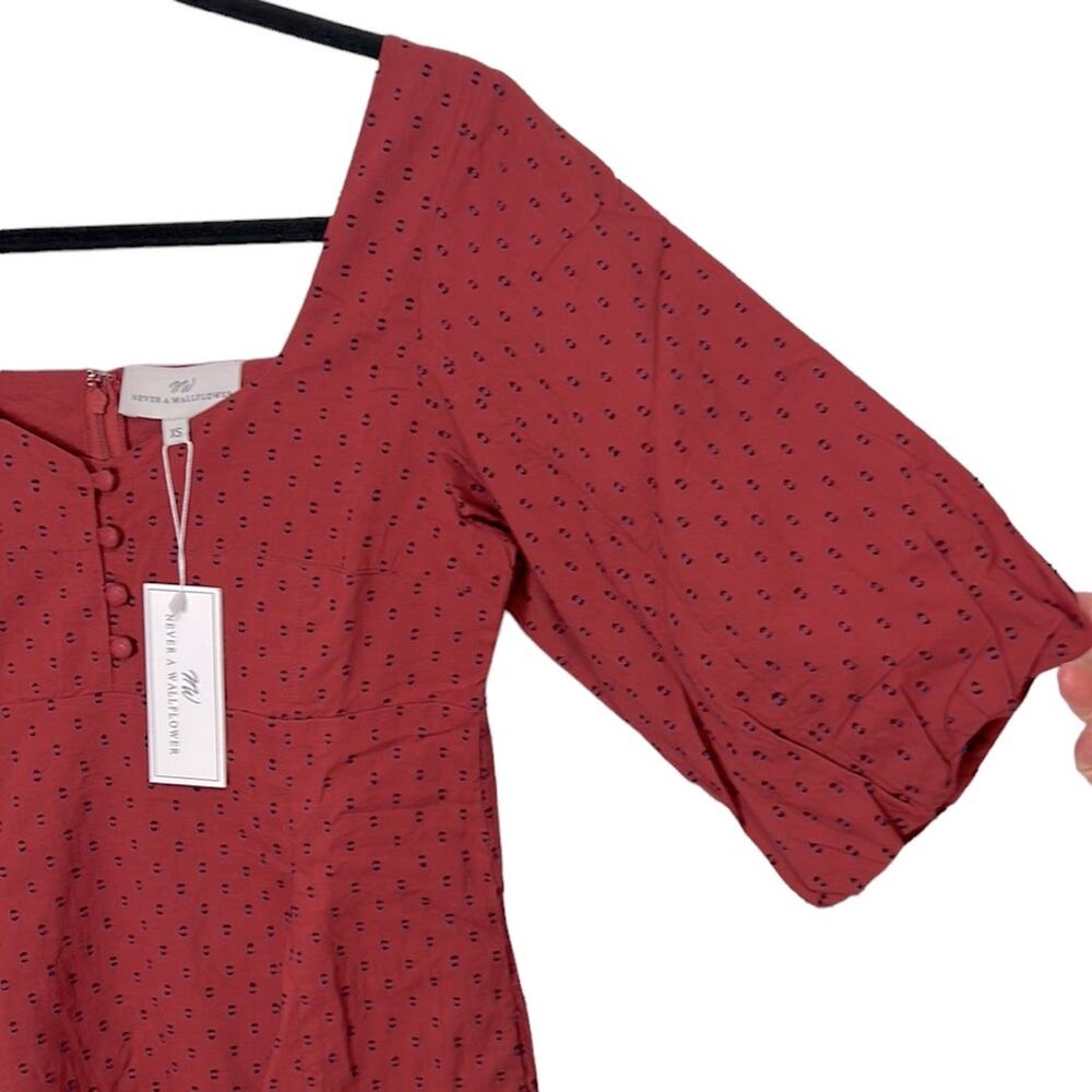 Never A Wallflower Baby Doll Maroon and Navy Mini Dress women’s size XS NWT - Picture 3 of 5